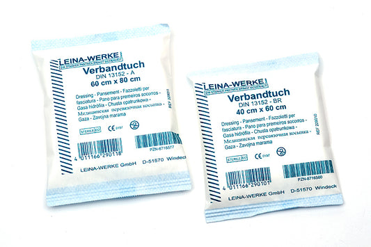 LEINA Verbandtuch - DIN 13152, Vliesstoff, weiß, Mindestsaugfähigkeit 125g/qm, steril