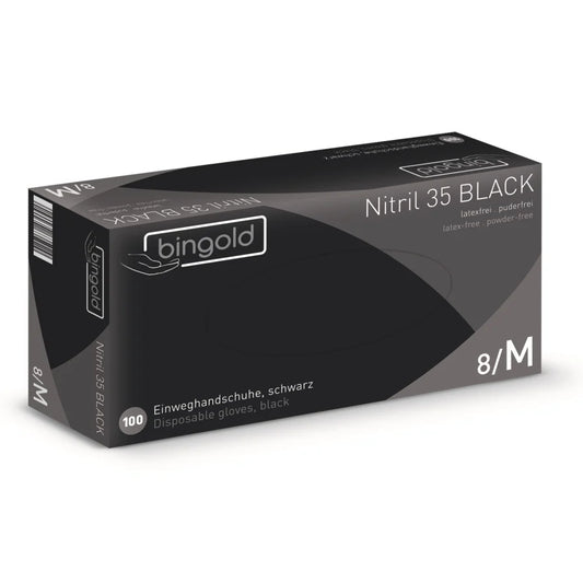 BINGOLD Nitril 35BLACK Einweghandschuhe, schwarz - Medium