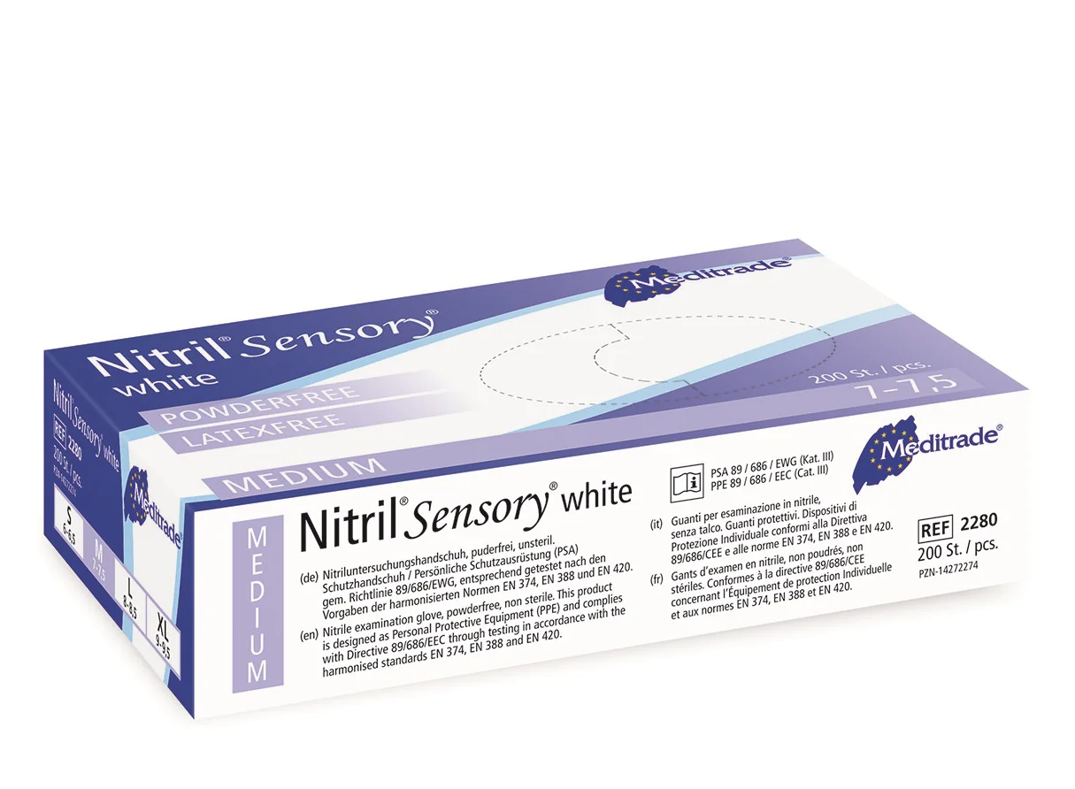 Nitril Sensory white Einmalhandschuhe white, 200er Packung