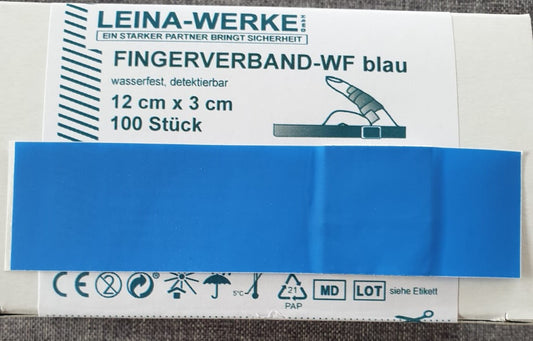 100 x Fingerverband - elastisch, blau WF und detektierbar Größe : 12 cm x 3 cm