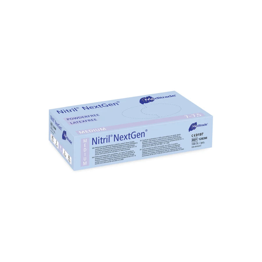 Meditrade Nitril® NextGen® Untersuchung,- Einmalhandschuh - Puderfrei, unsteril, Extrem dehnbar - M -