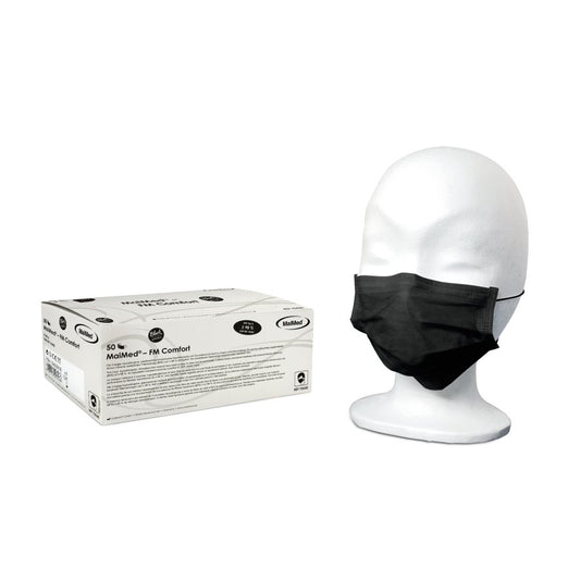 Comfort OP-Mundschutz, mit Gummizug, schwarz / groß  Angenehmer Mundschutz mit einstellbarem Nasenbügel
