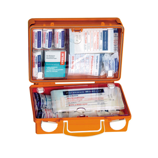 Erste Hilfe Koffer - mittel - für Betriebe DIN 13157:2021 Verbandkoffer gefüllt und mit Wandhalterung